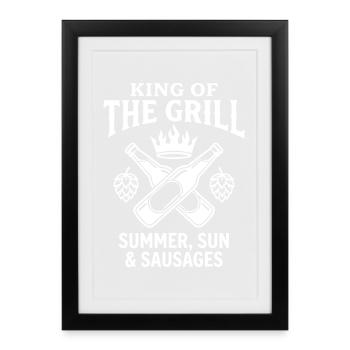 King of the Grill Soleil d’été et saucisses - Affiche encadrée (27 × 37 cm) - noir - Devant