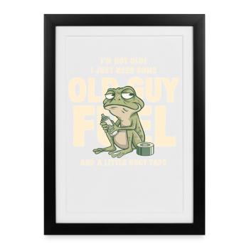 Vieil Vieil Homme Fuel Grenouille Meme Tee - Affiche encadrée (27 × 37 cm) - noir - Devant