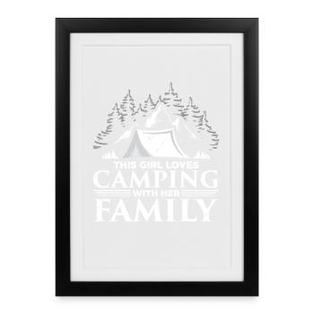 Camper Camping Woman Girl Camping Tent - Framed poster (27 × 37 cm) - black - Front