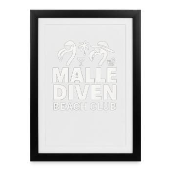 Malle Diven Beach Club Flamingo Mallorca Party - Affiche encadrée (27 × 37 cm) - noir - Devant
