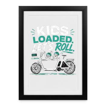 Vélo cargo Kids Loaded - Affiche encadrée (27 × 37 cm) - noir - Devant
