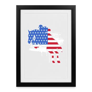 Horse Racing USA 4 July - Framed poster (27 × 37 cm) - black - Front