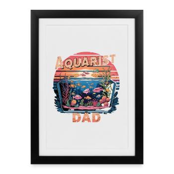 Motif drôle de père aquariophile Papa aquarium pour - Affiche encadrée (27 × 37 cm) - noir - Devant