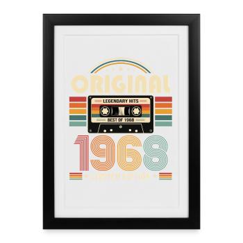 58e anniversaire Gift Man Cassette Best of 1968 - Affiche encadrée (27 × 37 cm) - noir - Devant