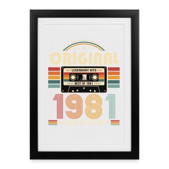 45e anniversaire Gift Man cassette Best of 1981 - Affiche encadrée (27 × 37 cm) - noir - Devant