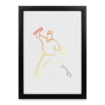 Look vintage de joueur de baseball - Affiche encadrée (27 × 37 cm) - noir - Devant