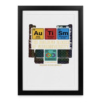 Tableau périodique de la chimie de la neurodiversité de l’autisme - Affiche encadrée (27 × 37 cm) - noir - Devant