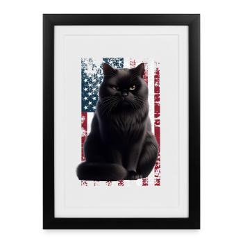 Grumpy Black Cat US Schwarze Katze - Affiche encadrée (27 × 37 cm) - noir - Devant
