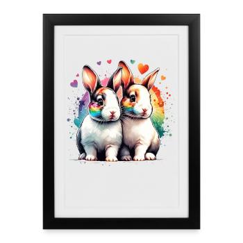 Cadeau du petit lapin Rex - Affiche encadrée (27 × 37 cm) - noir - Devant