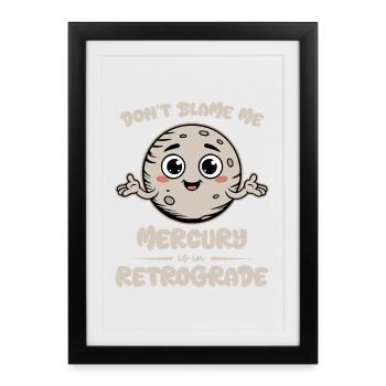 T-shirt Mercure Rétrograde Cute Moon - Affiche encadrée (27 × 37 cm) - noir - Devant