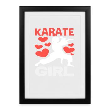 Karate Girl Martial Arts Love Hearts Training - Framed poster (27 × 37 cm) - black - Front