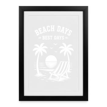 Journées à la plage Meilleures journées Vacances d’été au bord de la mer - Affiche encadrée (27 × 37 cm) - noir - Devant