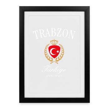 Trabzon Türkei Wappen Krone – Reise Souvenir - Gerahmtes Poster (27 × 37 cm) - Schwarz - Vorne