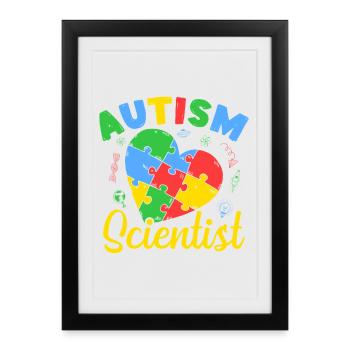 Enseignant de la maternelle Scientifique de l’autisme Maternelle - Affiche encadrée (27 × 37 cm) - noir - Devant