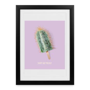 Design de glace au cactus doux mais piquant - Affiche encadrée (27 × 37 cm) - noir - Devant