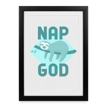 Nap God Sloth – Teen Chill Vibes - Framed poster (27 × 37 cm) - black - Front