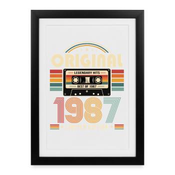 Cassette cadeau de mariage pour le 39e anniversaire Meilleur de 1987 - Affiche encadrée (27 × 37 cm) - noir - Devant