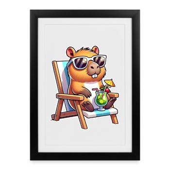 Capybara Chill - Framed poster (27 × 37 cm) - black - Front
