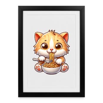 Kitten Spaghetti Pasta - Framed poster (27 × 37 cm) - black - Front