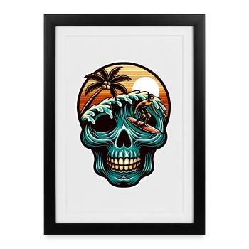 Le Crâne de Surf - Affiche encadrée (27 × 37 cm) - noir - Devant