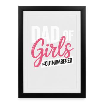 Papa des filles en infériorité numérique Papa fille - Affiche encadrée (27 × 37 cm) - noir - Devant