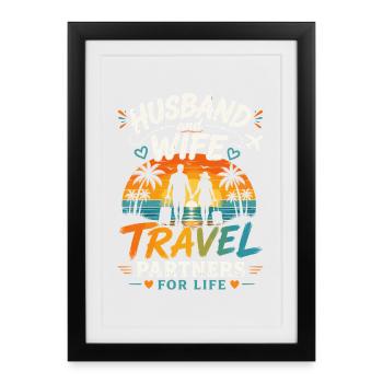 Partenaires de voyage mari et femme - Affiche encadrée (27 × 37 cm) - noir - Devant