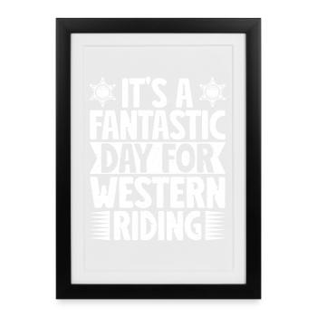 Rodeo Horse Riding Western Riding Day Cowboy - Gerahmtes Poster (27 × 37 cm) - Schwarz - Vorne