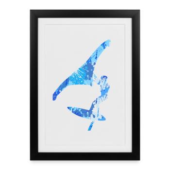 Wing Surf Wingsurfing Hommes colorés Wingfoil - Affiche encadrée (27 × 37 cm) - noir - Devant