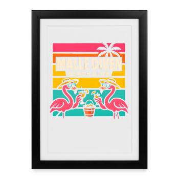 Malle Diven Beach Club Flamingo Mallorca Party - Affiche encadrée (27 × 37 cm) - noir - Devant