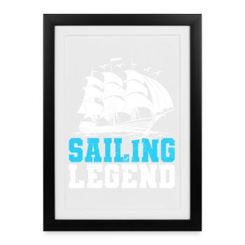 Sailing Legend Sailor Sail Captain - Framed poster (27 × 37 cm) - black - Front