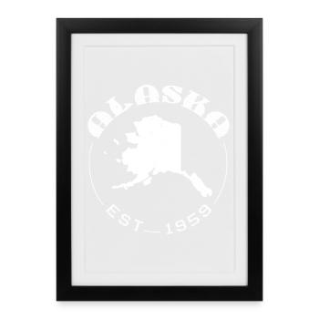 État de l’Alaska Créé en 1959 Rétro Vintage - Affiche encadrée (27 × 37 cm) - noir - Devant