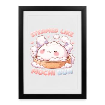 Sources chaudes d’Onsen Bad Stream comme un petit pain Mochi - Affiche encadrée (27 × 37 cm) - noir - Devant