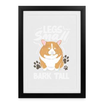 Pattes courtes, silhouette haute, corgi - Affiche encadrée (27 × 37 cm) - noir - Devant