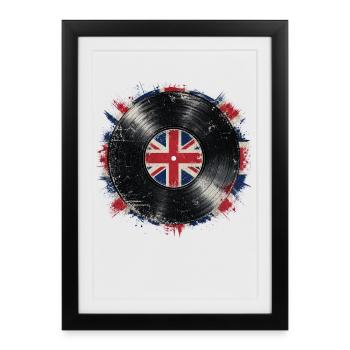 Drapeau britannique en vinyle - Affiche encadrée (27 × 37 cm) - noir - Devant