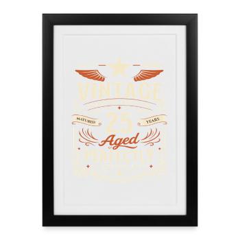 Cadeau pour le 25e anniversaire 2001 Homme Vintage Rétro - Affiche encadrée (27 × 37 cm) - noir - Devant