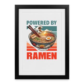 Powered By Ramen Japanese Noodle Bowl - Framed poster (27 × 37 cm) - black - Front