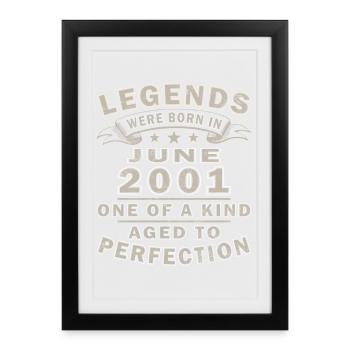 25th Birthday Gift Legend June Vintage 2001 - Framed poster (27 × 37 cm) - black - Front