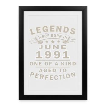 Cadeau pour le 35e anniversaire : Mari Voiture ancienne juin 1991 - Affiche encadrée (27 × 37 cm) - noir - Devant