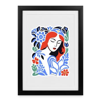 Portrait des fleurs bleues - Affiche encadrée (27 × 37 cm) - noir - Devant