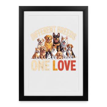 Races différentes : Un aime les chiens - Affiche encadrée (27 × 37 cm) - noir - Devant