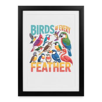 Vogel des Oiseaux de Chaque Plume - Affiche encadrée (27 × 37 cm) - noir - Devant