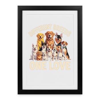 Races différentes : Un aime les chiens - Affiche encadrée (27 × 37 cm) - noir - Devant