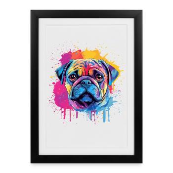 Portrait couleur Splash Carlin - Affiche encadrée (27 × 37 cm) - noir - Devant