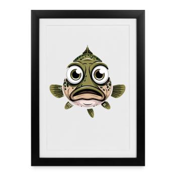 Funny Fish With Big Eyes Cartoon Fish - Framed poster (27 × 37 cm) - black - Front