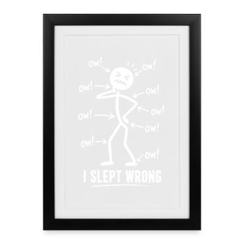 J’ai mal dormi Douleur Humour Design - Affiche encadrée (27 × 37 cm) - noir - Devant