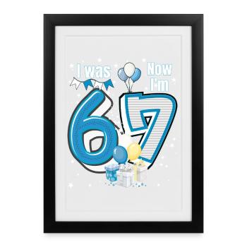 I was 6 Now Im 7 Birthday Shirt Kids 7 Birthday - Affiche encadrée (27 × 37 cm) - noir - Devant