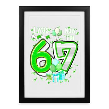 I was 6 Now Im 7 Birthday Shirt  Kids 7 Birthday - Affiche encadrée (27 × 37 cm) - noir - Devant
