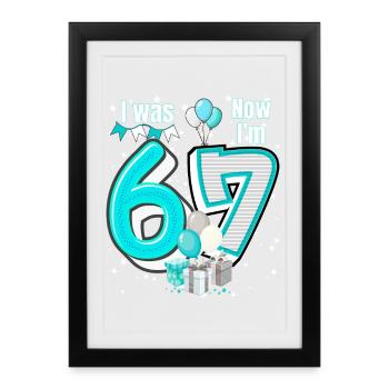 I was 6 Now Im 7 Birthday Shirt Kids 7 Birthday - Affiche encadrée (27 × 37 cm) - noir - Devant