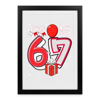 I was 6 Now Im 7 Birthday Shirt Kids 7 Birthday - Affiche encadrée (27 × 37 cm) - noir - Devant