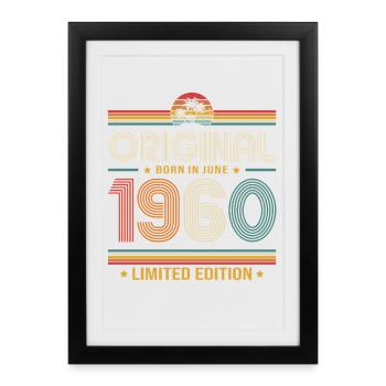 Cadeau pour le 66e anniversaire Vintage juin Années 1960 - Affiche encadrée (27 × 37 cm) - noir - Devant